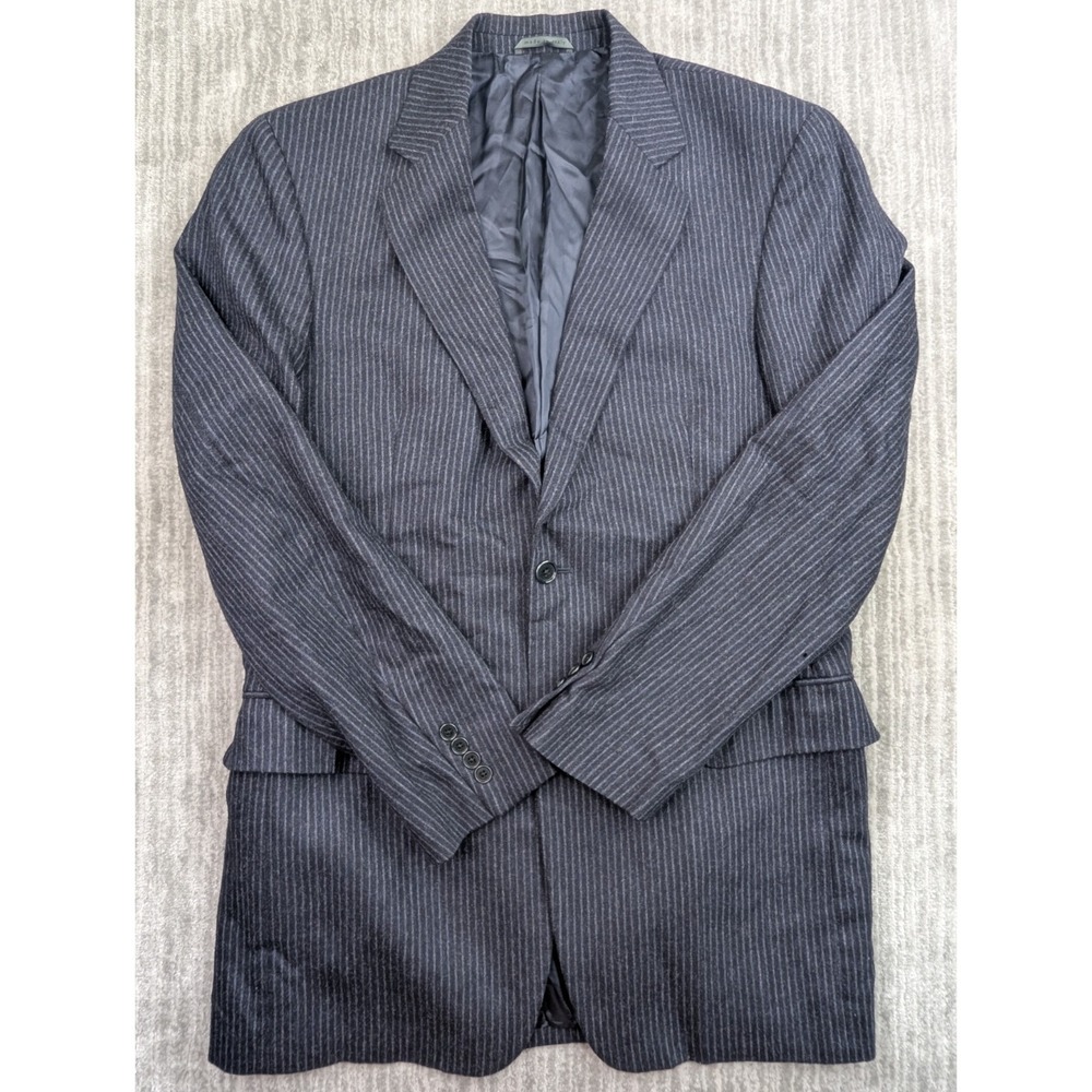 John Varvatos Blazer Sport Coat Wool Cashmere Blue Gray Striped Italy Mens M